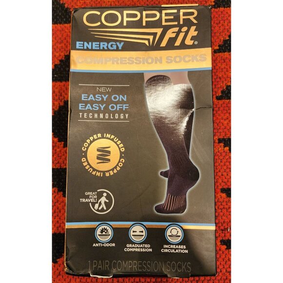 Copper Fit Energy Compression Socks L/XL Mens 9-12 Womens 10-13 Anti-Odor - Picture 1 of 5